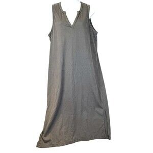 PACT Organic Cotton Notch Neck Midi Tank Dress Storm Gray Modern Size XL